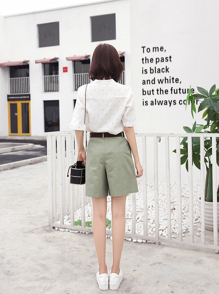 Soft Girl Solid Color High Waist Shorts
