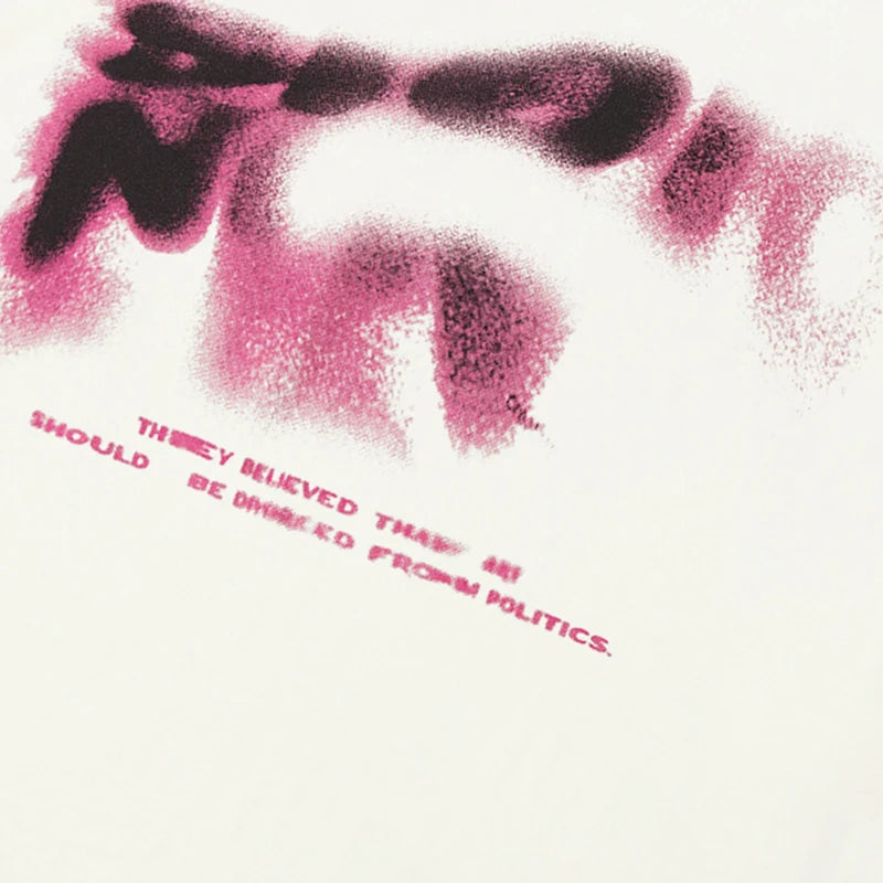 Blurred Graphic Casual White T-Shirt