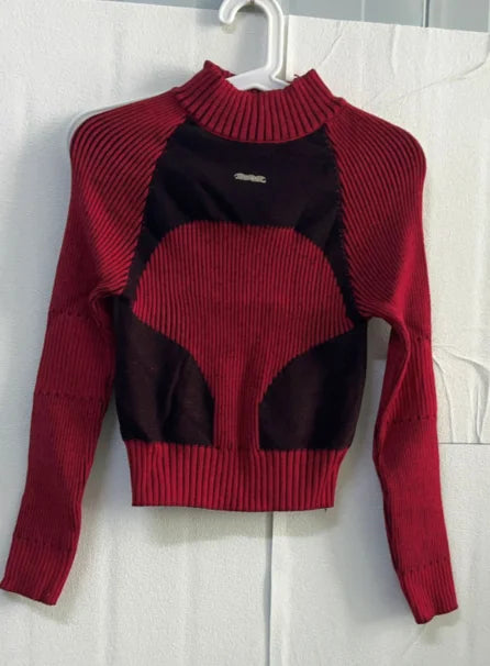 Color Contrast Knitted High Collar Sweater