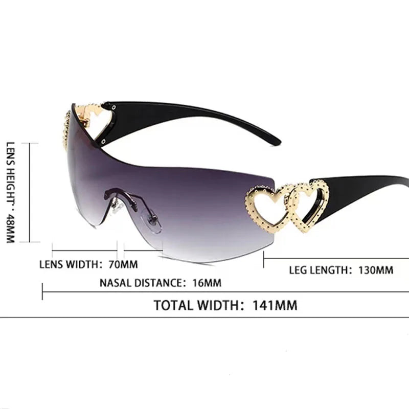 Y2K Conjoined Heart Glasses
