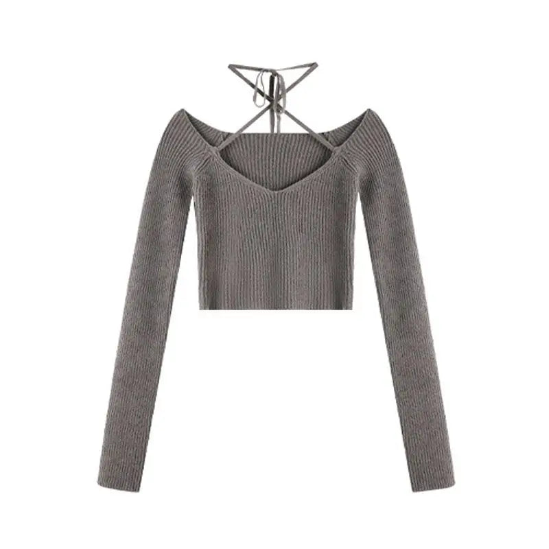 Korean Vintage Aesthetic Slim Cropped Sweater