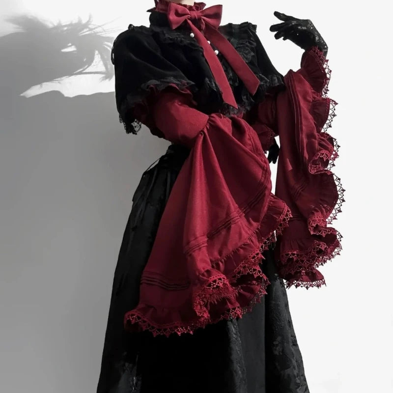 Flare Sleeve Lace Patchwork Blouse Shirt