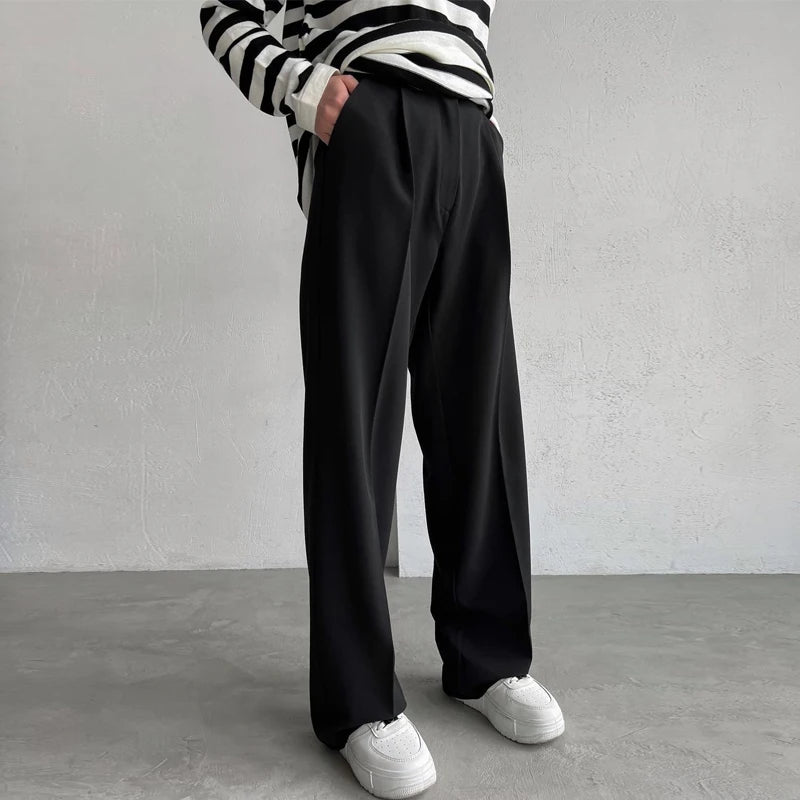 DGLUKE 2025 Nuevos Pantalones de Cintura Alta para Mujer, Pantalones Anchos de Moda para Mujer, Pantalones de Vestir Elegantes, Pantalones Rectos Negros, Ropa de Otoño