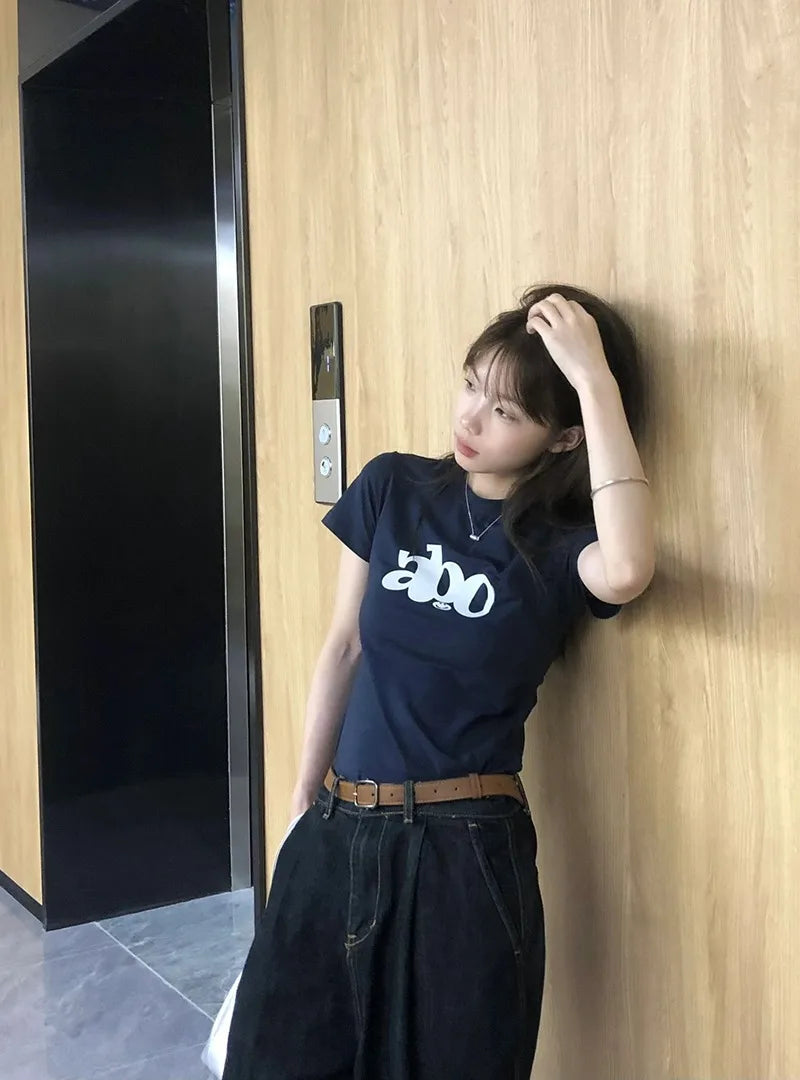 Indigo Korean Print Slim Fit Top