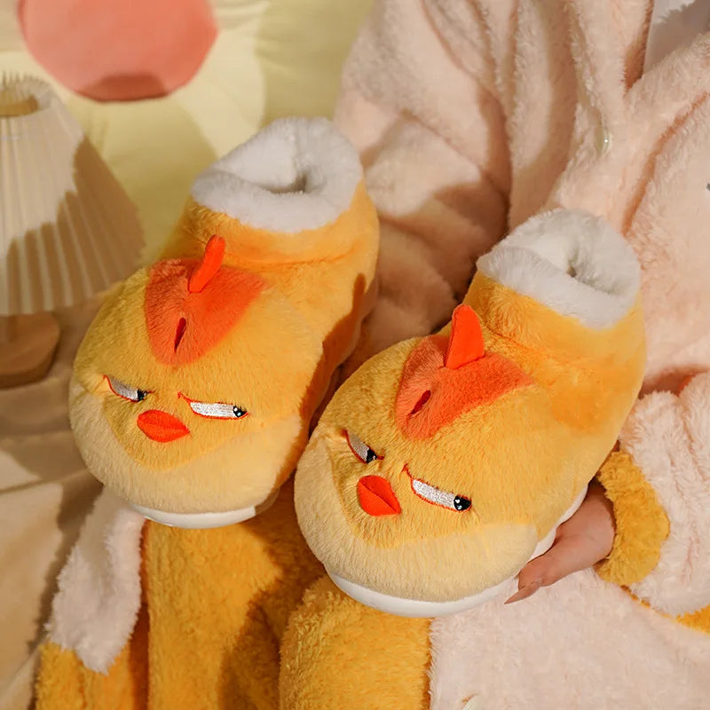 Angry Yellow Chicken Indoor Slippers