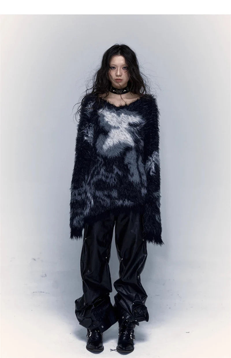 Black Furry Grunge Sweater