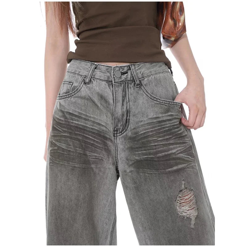 Vintage Grey Baggy Autumn Jeans