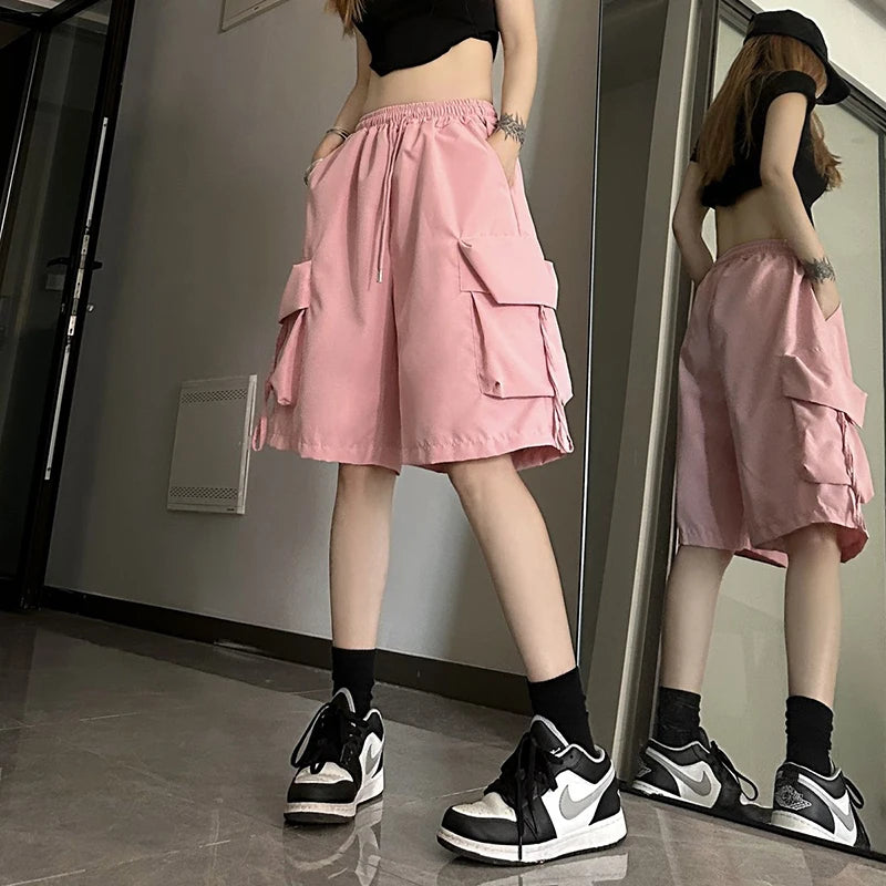 Stylish High-Waist Cargo Shorts Pants