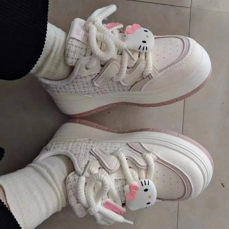 Front view of the white Hello Kitty Dreamcatcher Sneakers