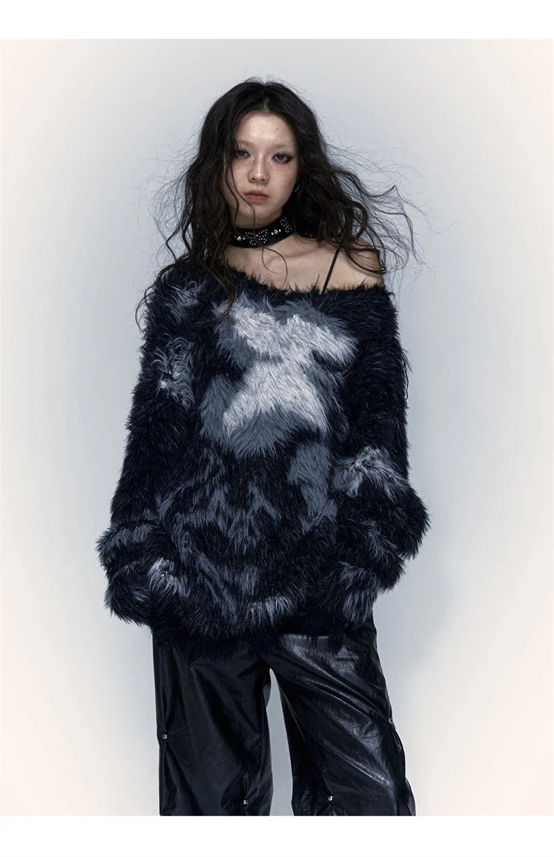 Black Furry Grunge Sweater