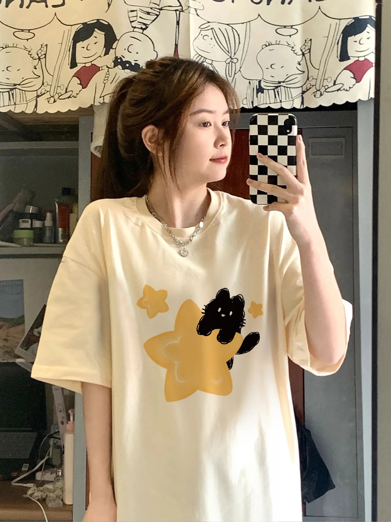 Yellow Star Cat T-shirt