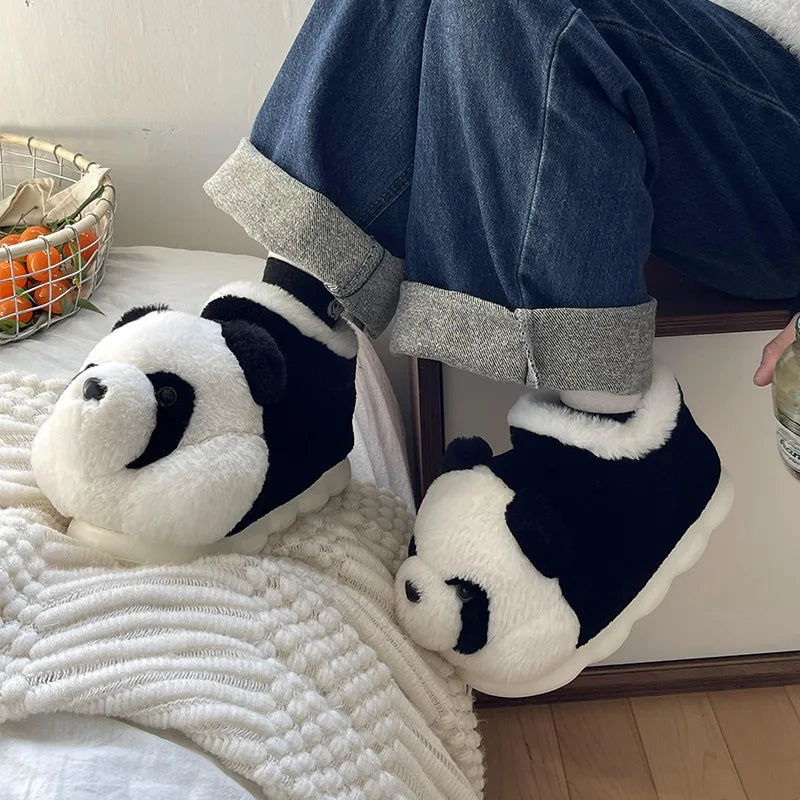 Cute Indoor Fluffy Panda Slippers