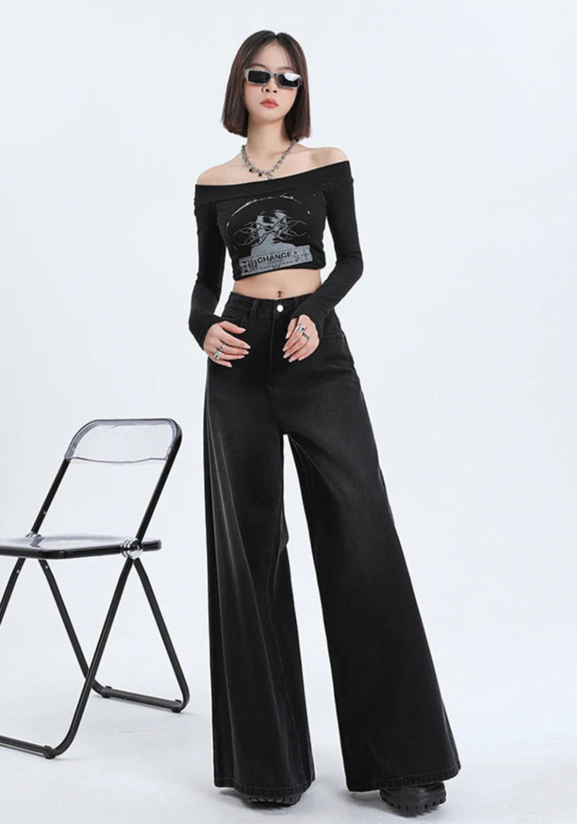 Light Blue Vintage Wide Leg Jeans