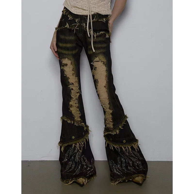 Grunge Women's High Waist Wide Leg Jeans
