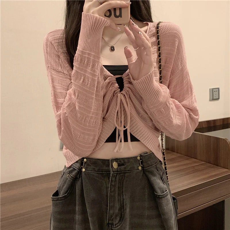 Chic Slim Solid Color Knitted Cardigan