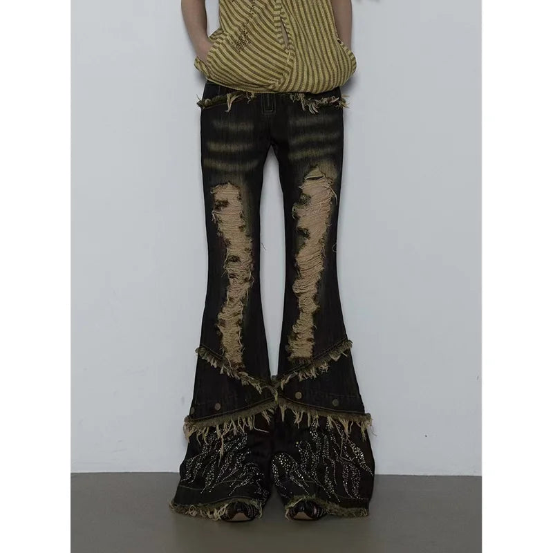 Grunge Women's High Waist Wide Leg Jeans