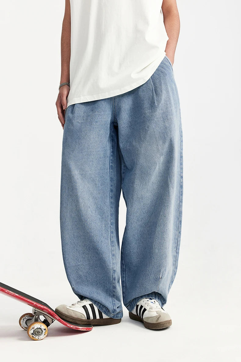 Blue Acid Washed Elastic Waist Jeans