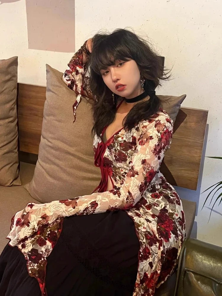 Long Jacquard Flare Shirt