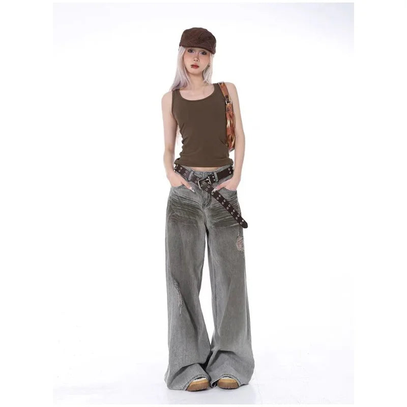 Vintage Grey Baggy Autumn Jeans