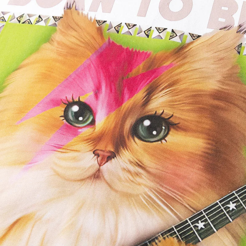 Graphic Rock Guitar Cat Print Sweatshirt