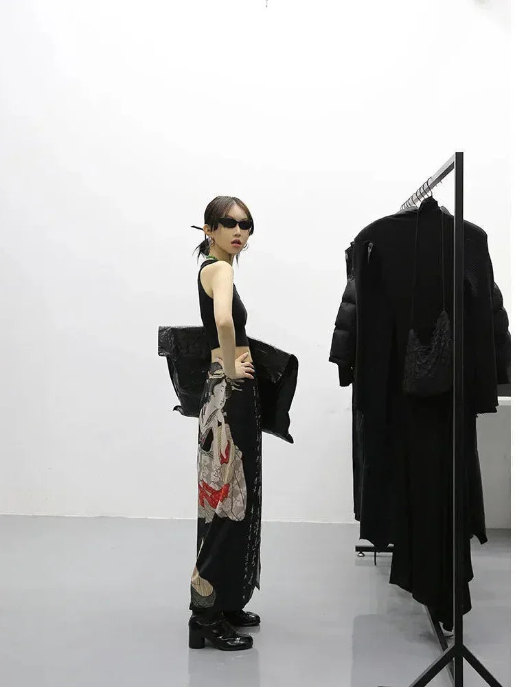 Black Tie Dye Split Skirts