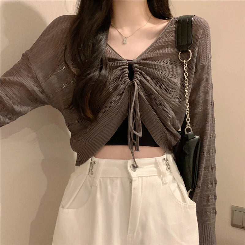 Chic Slim Solid Color Knitted Cardigan
