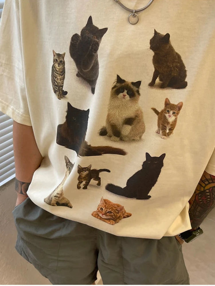 Y2k Cat Party T-shirt