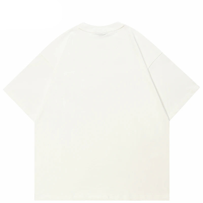 Blurred Graphic Casual White T-Shirt