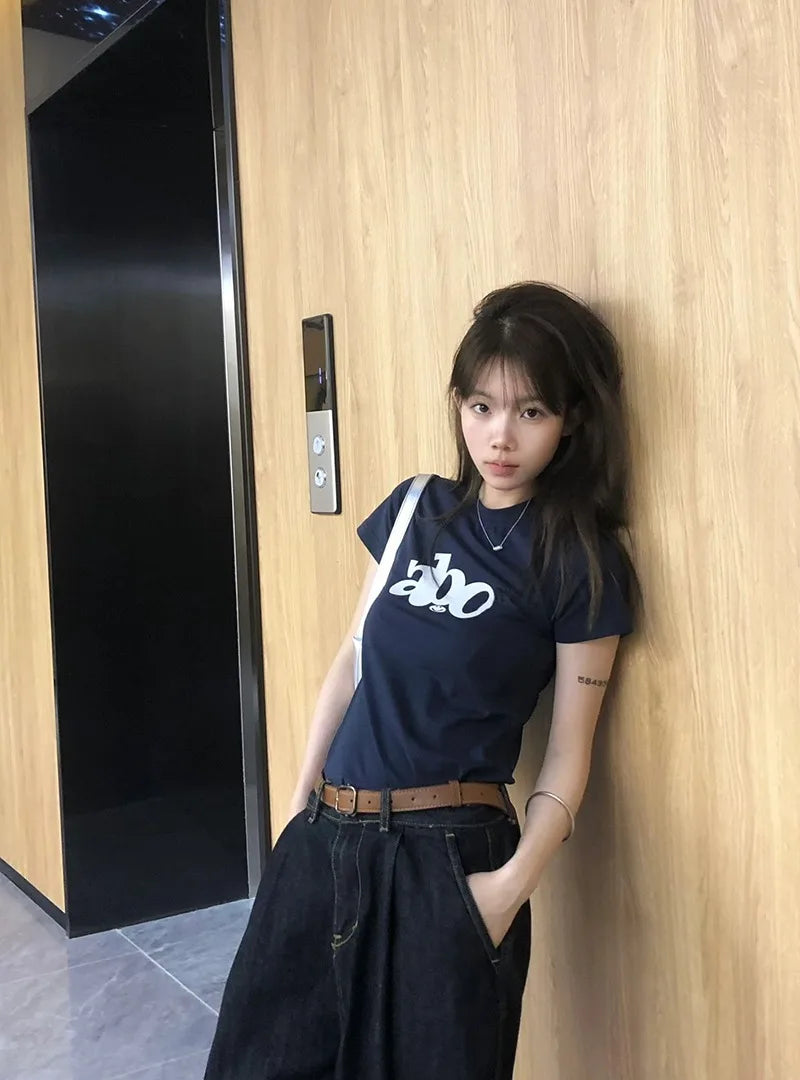 Indigo Korean Print Slim Fit Top