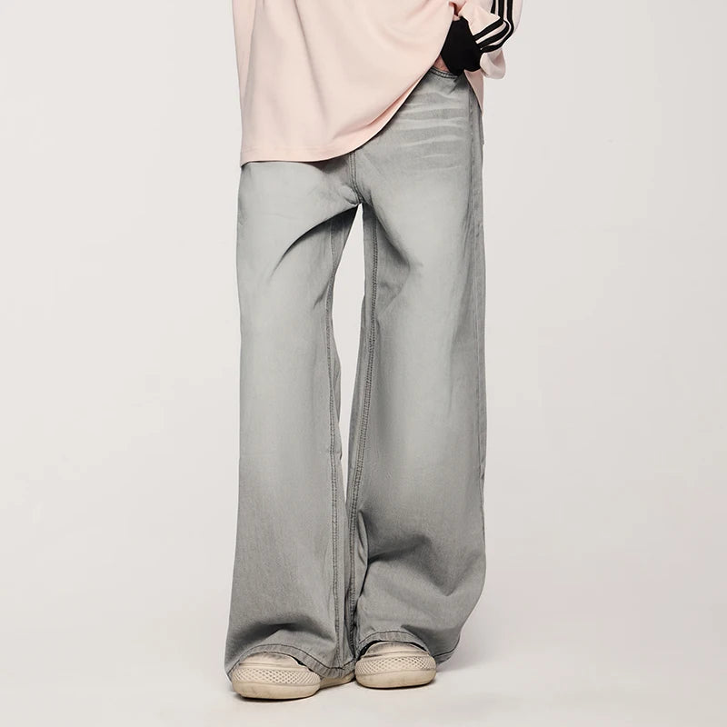 Faded Vintage Washed Straight Leg Jeans
