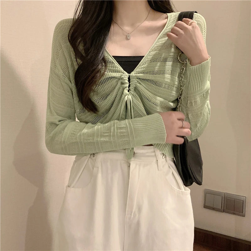 Chic Slim Solid Color Knitted Cardigan