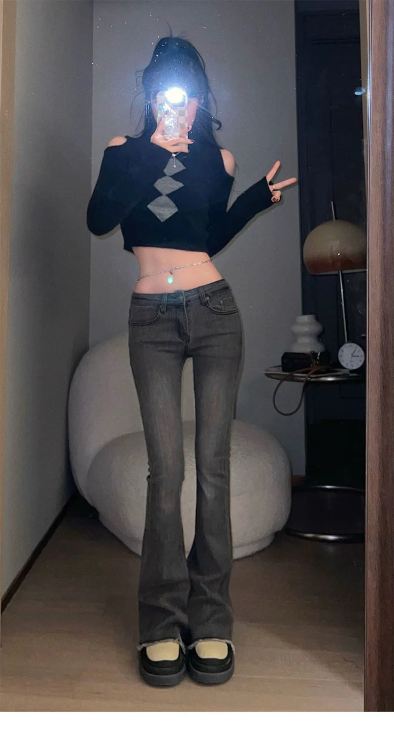 Flared Skinny Gray Women's Jeans