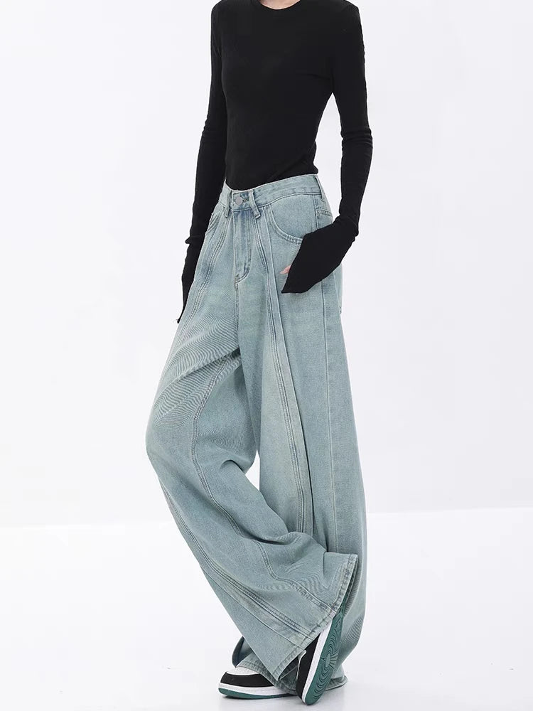Vintage Blue High Waist Wide Jeans