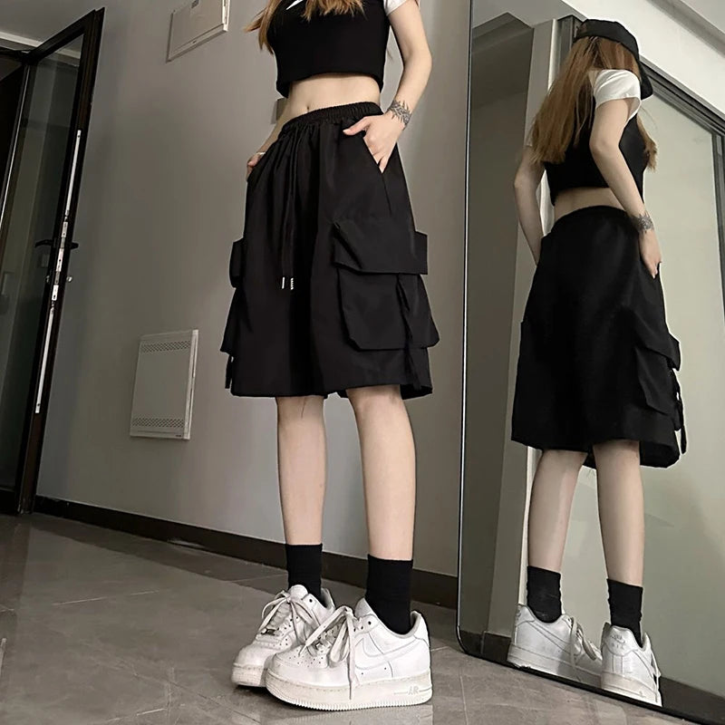 Stylish High-Waist Cargo Shorts Pants