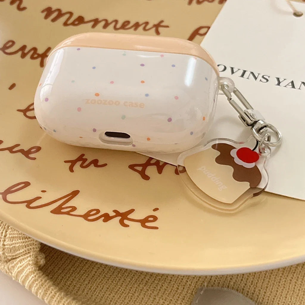 Estuche para auriculares con temática de pudín de postre