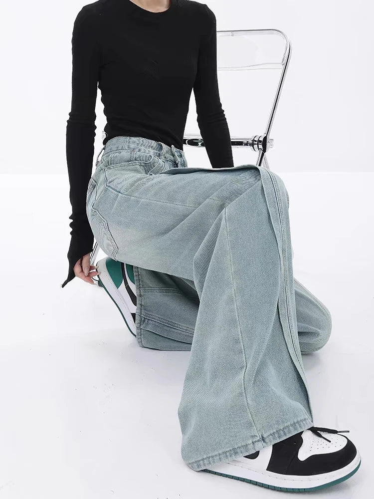 Vintage Blue High Waist Wide Jeans