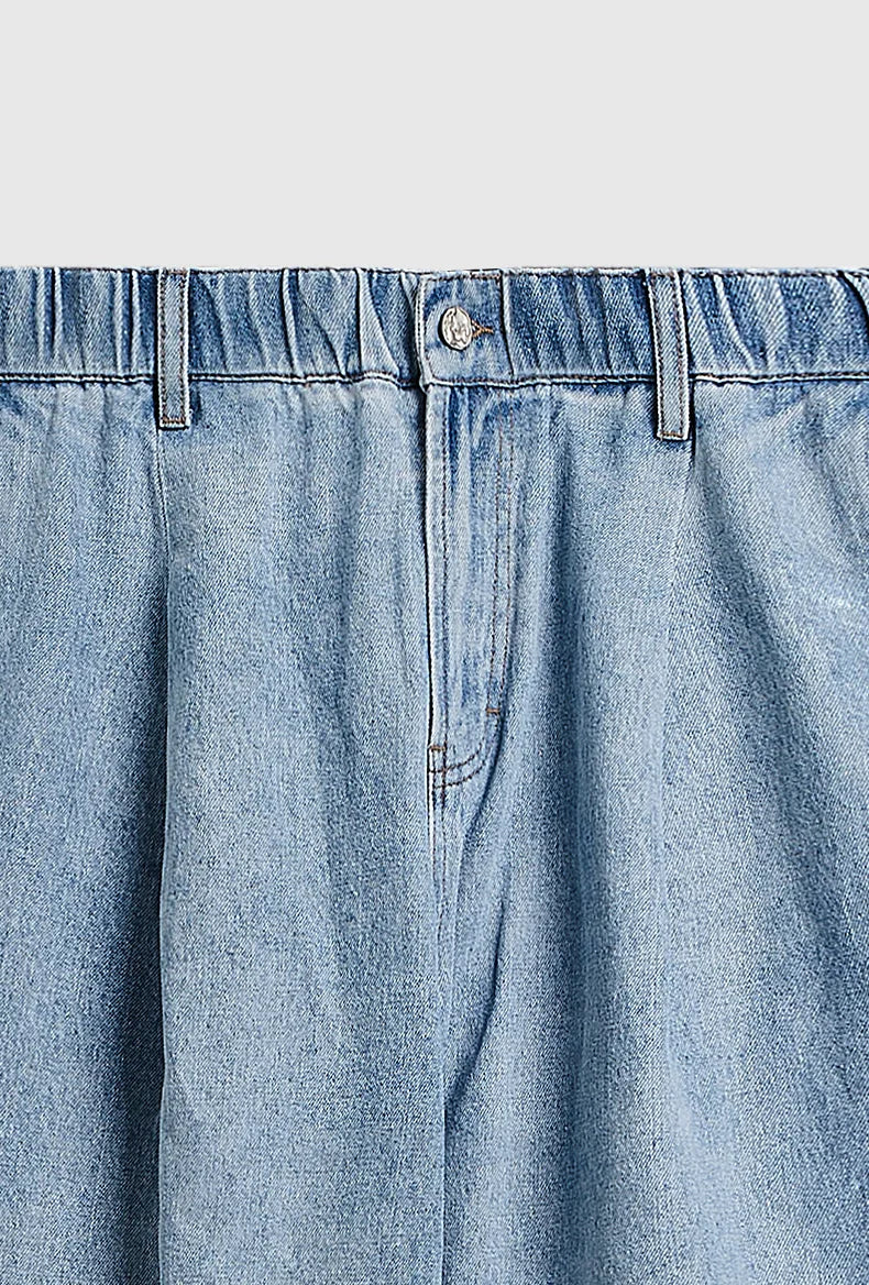 Blue Acid Washed Elastic Waist Jeans