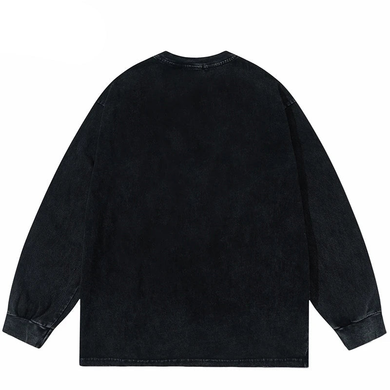 Graphic Rock Guitar Cat Print Sweatshirt