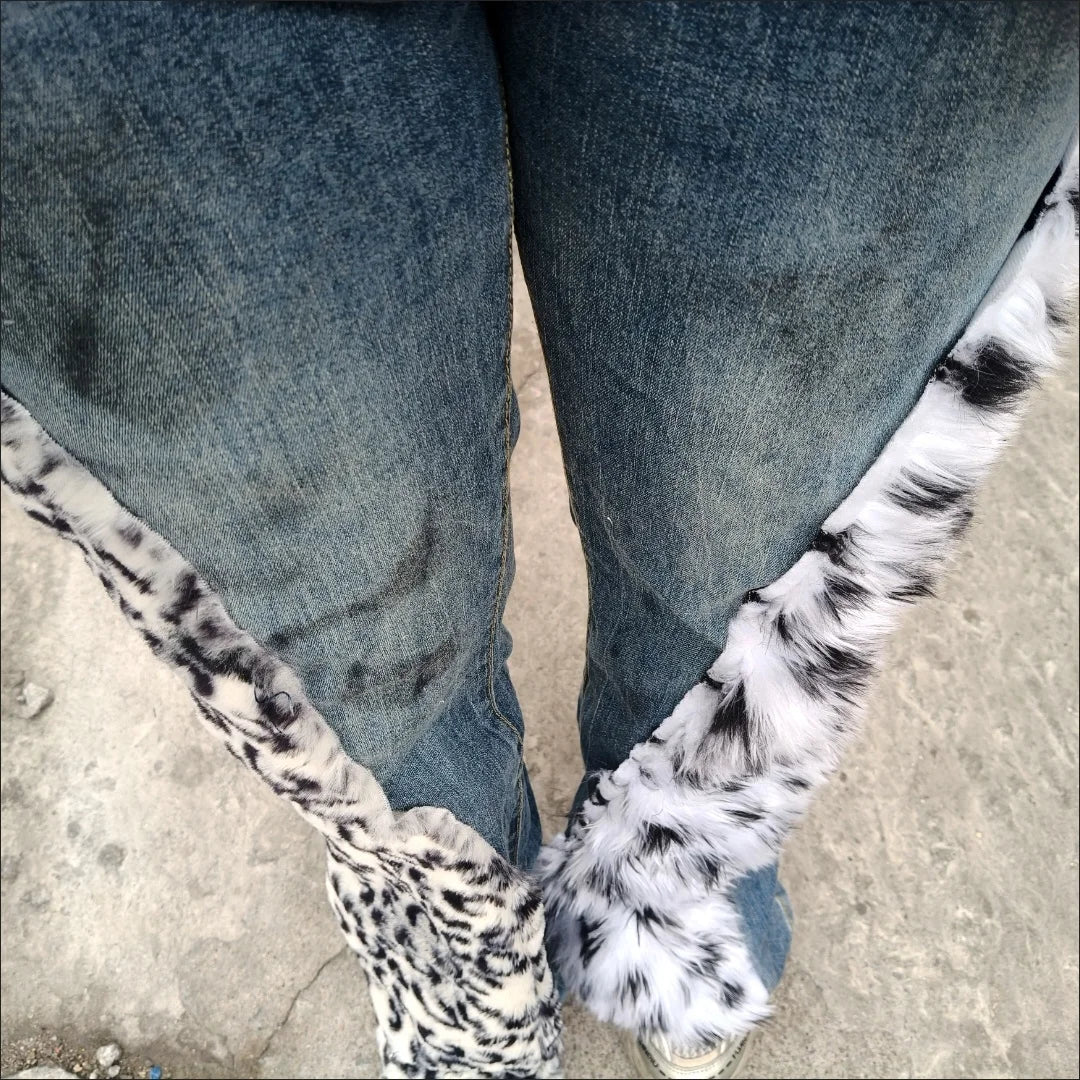 Vintage Leopard Star Print Flare Jeans
