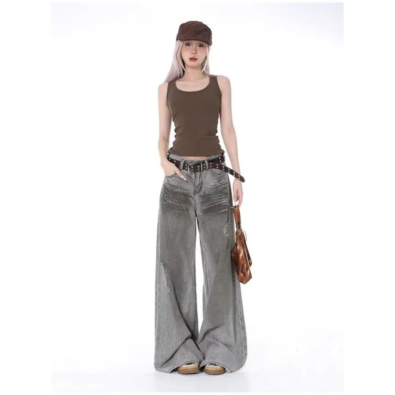 Vintage Grey Baggy Autumn Jeans