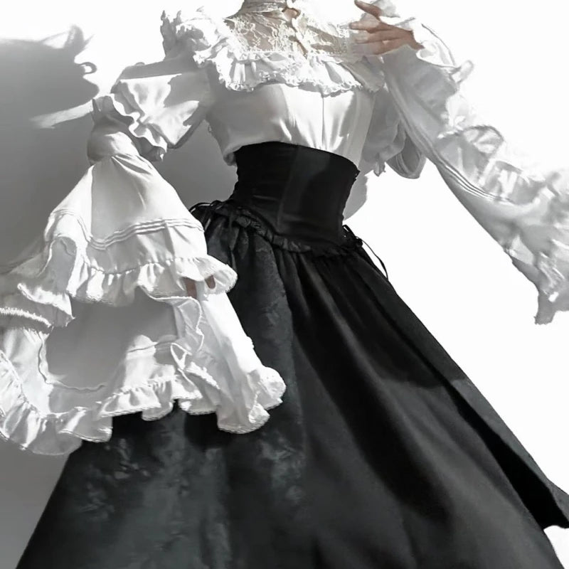 Flare Sleeve Lace Patchwork Blouse Shirt