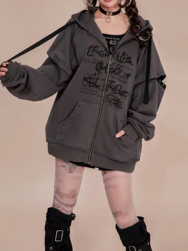 Cute Casual Loose Ears Zipper Hoodie