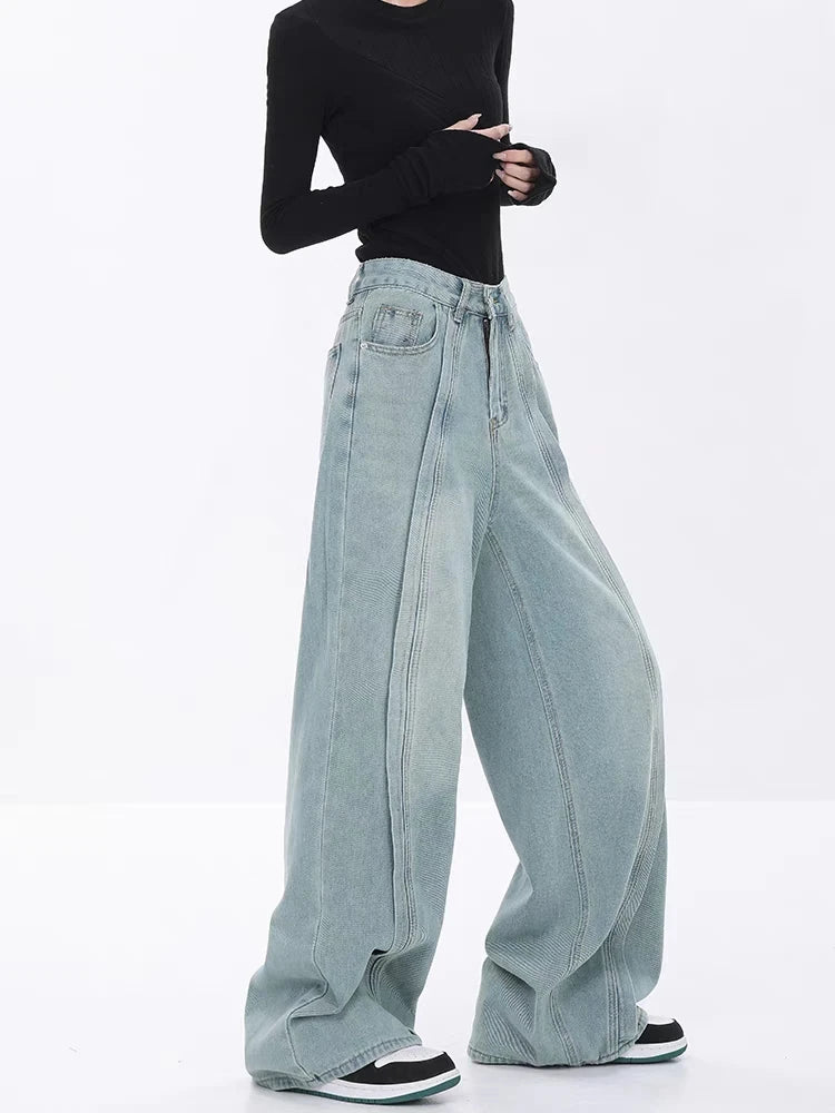 Vintage Blue High Waist Wide Jeans
