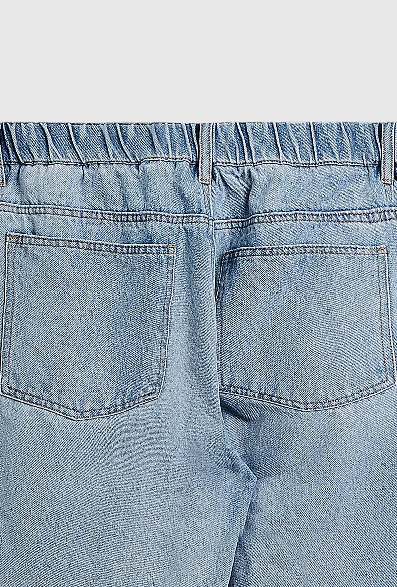 Blue Acid Washed Elastic Waist Jeans