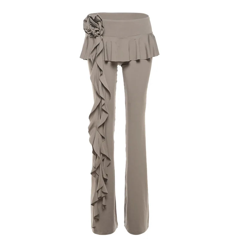 Ruffled Flower Straight Leg Vintage Pants