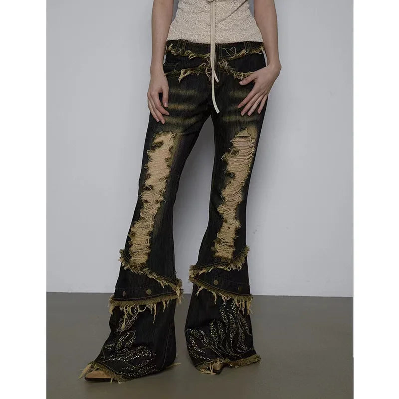 Grunge Women's High Waist Wide Leg Jeans