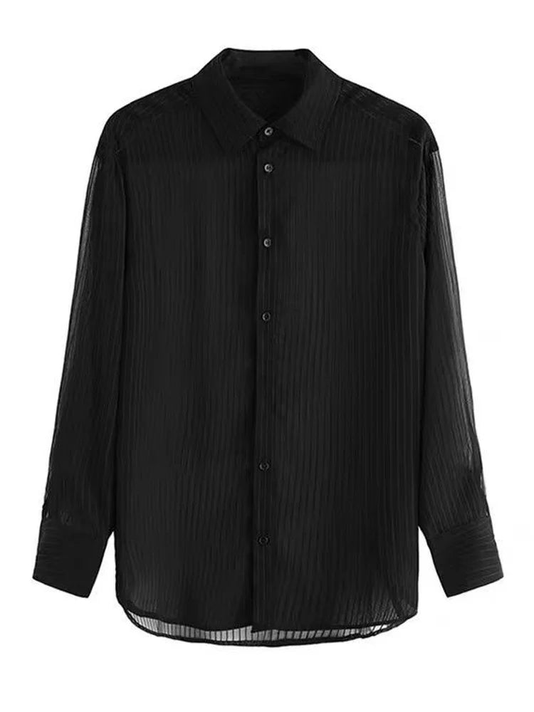 Black Striped Button-Down Shirt