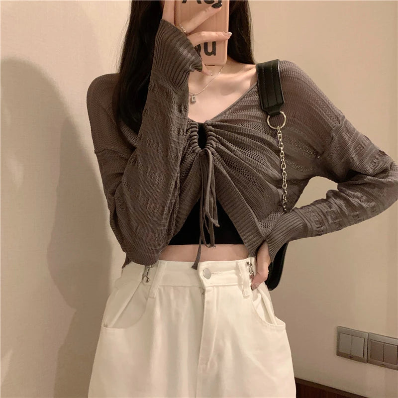 Chic Slim Solid Color Knitted Cardigan