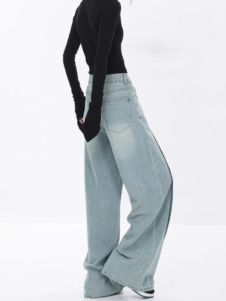 Vintage Blue High Waist Wide Jeans