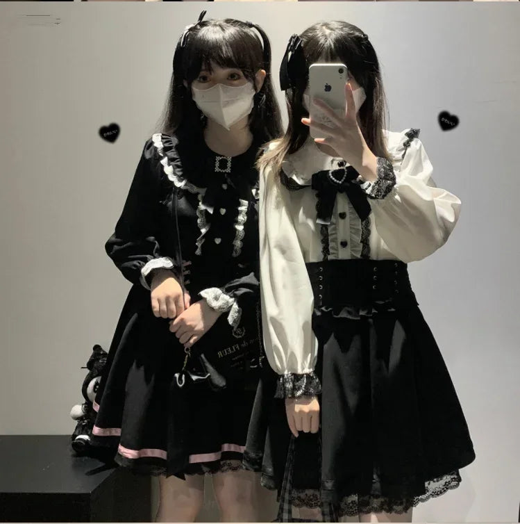 Elegant Lace Patchwork Ruffle Bow Shirt